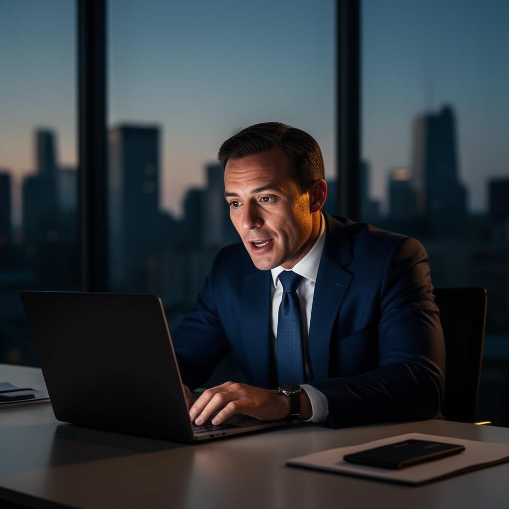 Executivo em call estratégica de alto impacto